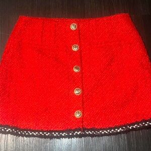 Astr Red Mini Skirt with Button Detail